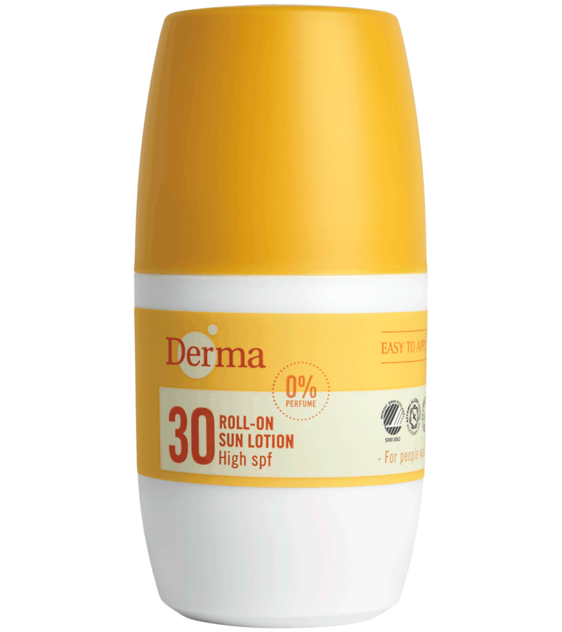 Se Derma Sollotion Roll-on SPF30 (50 ml) - Vandfast solcreme hos Goodskin