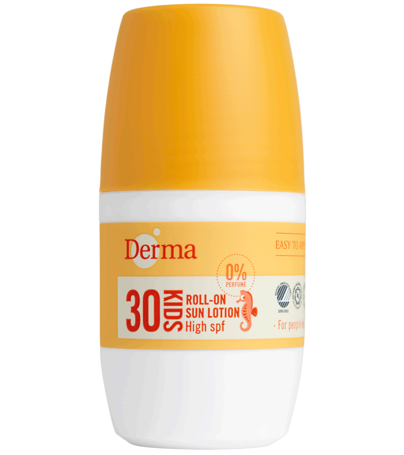 Se Derma Kids Sollotion Roll-on SPF30 (50 ml) - Vandfast solcreme hos Goodskin