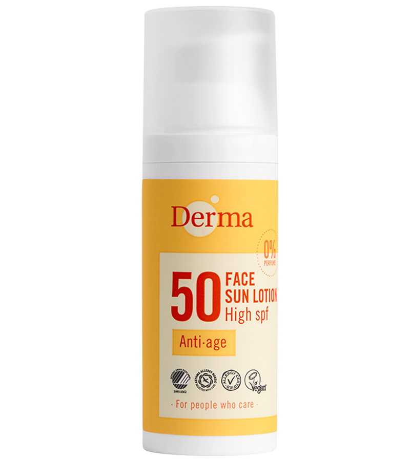Derma ANTI-AGE Ansigtssolcreme SPF50 (50 ml) - Økologisk solcreme - Vandfast solcreme